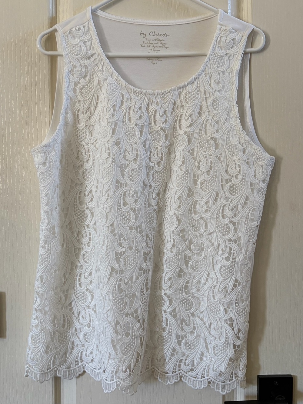 Chico's White Lace front Detail Top